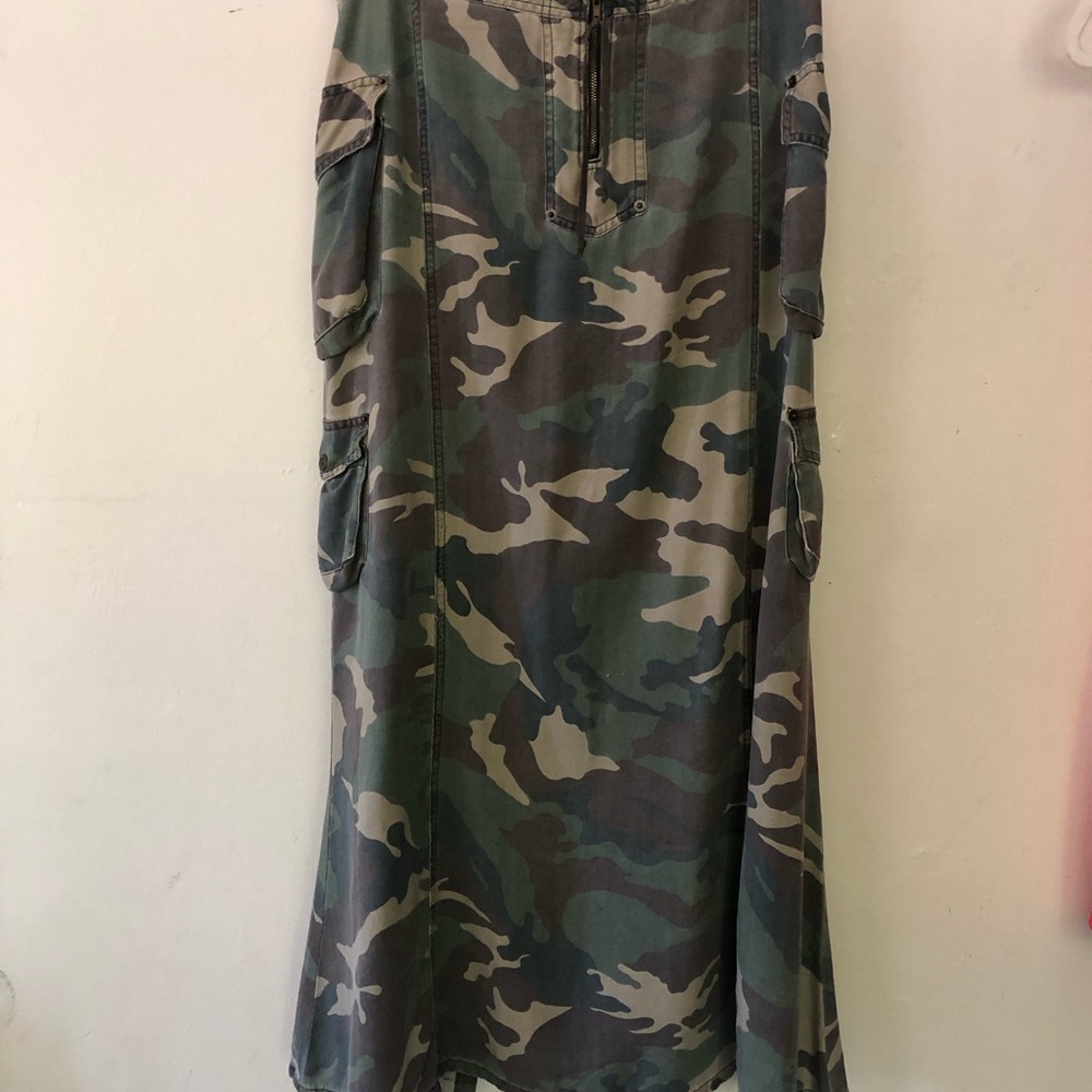Da-Nang Green Maxi A-Line Skirt Casual